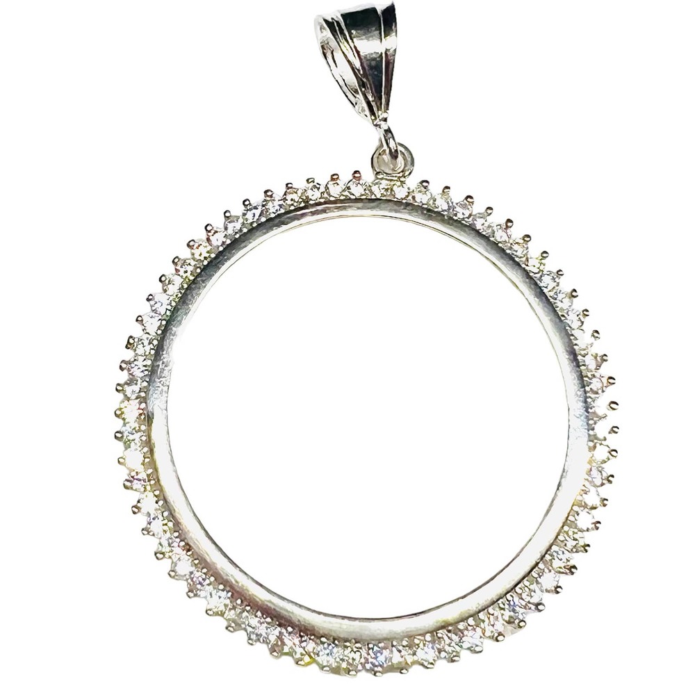Centenario Bezel Sterling Silver .925 White Stones NEW
